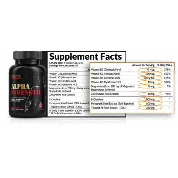 Alpha Strength - Natural supplement for boosting testosterone, enhancing sexual health, and improving cardiovascular support for men.