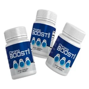 Chronoboost Pro supplement for improving sleep, energy, and cognitive function with natural ingredients like Inositol, L-Theanine, and Magnesium