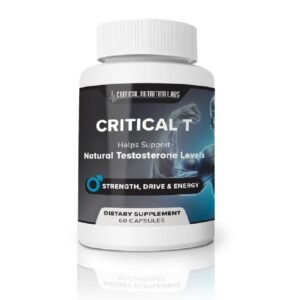 Critical T is a natural testosterone boosting supplement designed to increase energy, lean muscle mass, and male vitality while reducing toxic estrogen levels, using powerful ingredients like Tongkat Ali (Eurycoma longfolia), DIM, and acacetin.