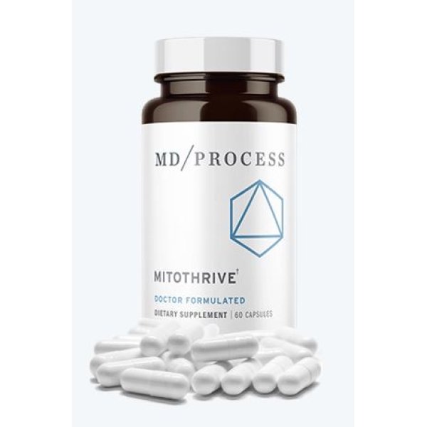 MitoThrive longevity supplement for boosting energy and cellular health, featuring NAD+ precursors like Nicotinamide Riboside and Apigenin