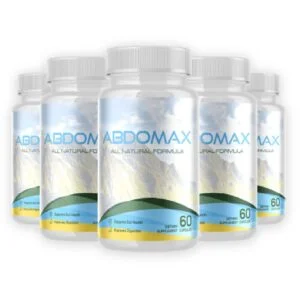 Abdomax supplement bottle for improving gut health and digestion naturally.