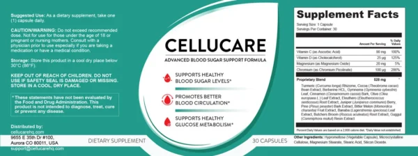 CelluCare Supplement for Blood Sugar Control and Weight Management with Natural Ingredients