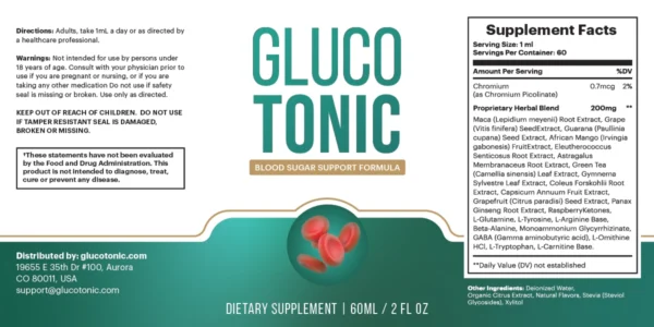 GlucoTonic - Blood Sugar Support, Type 2. Natural ingredients to support healthy blood sugar and metabolism.