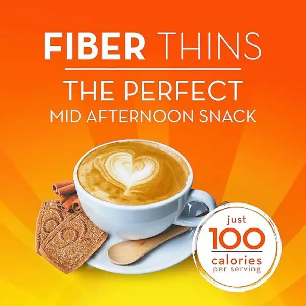 Metamucil Fiber Thins Cinnamon Spice flavor, daily fiber snack with psyllium husk, supports digestive health and curbs hunger