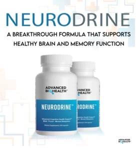 Neurodrine supplement bottle for brain health, memory support, and mental clarity