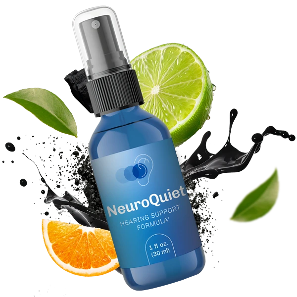 NeuroQuiet supplement for brain health, tinnitus relief, and improved hearing, with natural ingredients like Alpha-GPC, GABA, L-Dopa, and more.