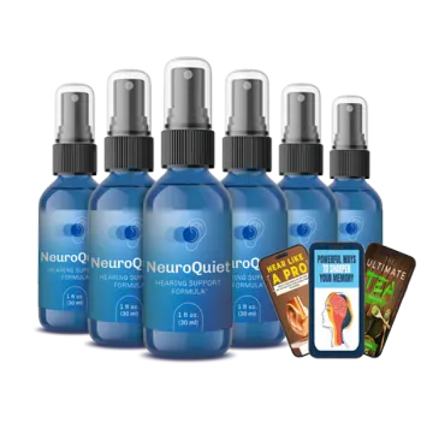 NeuroQuiet supplement for brain health, tinnitus relief, and improved hearing, with natural ingredients like Alpha-GPC, GABA, L-Dopa, and more.