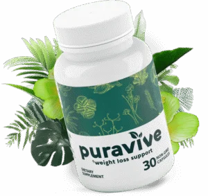 Puravive supplement bottle with a blend of 8 natural ingredients designed to optimize brown fat levels and accelerate fat burning.