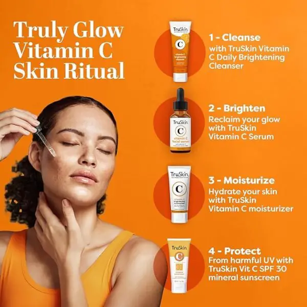 TruSkin Vitamin C Serum For Face – Anti-Aging Brightening Serum with Hyaluronic Acid and Vitamin E for Dark Spots, Wrinkles, and Skin Tone